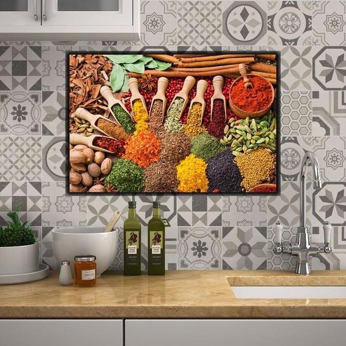 dufawashop1 - hiasan dinding dapur ukuran 47x31 pajangan dinding ruang dapur gambar bumbu dekorasi d