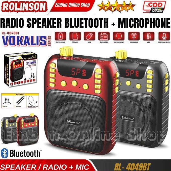 Mic Speaker Pinggang Rolinson RL-4049BT Speaker Radio + Microphone / Mic Telinga + Speaker Pinggang 
