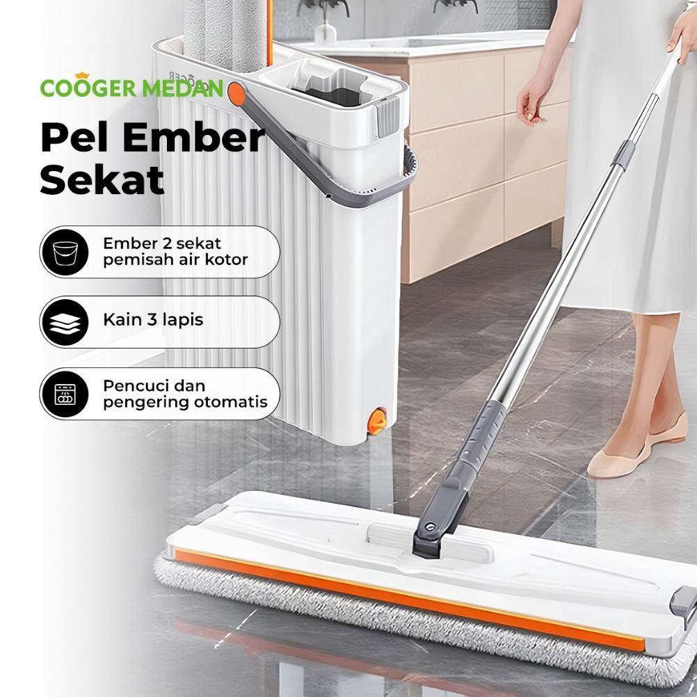[CUP] COOGER MEDAN Alat Pel Lantai Cuci dan Peras Terpisah Otomatis 2IN1 Dengan Wiper Kain Pel Micro