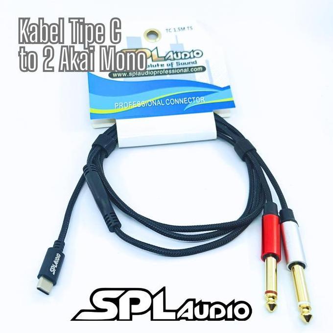 Jdg- Kabel In Out Mixer Ke Soundcard/Hp 2 Akai Mono To Tipe C/ Lightning Kabel Spl Audio 1.5M