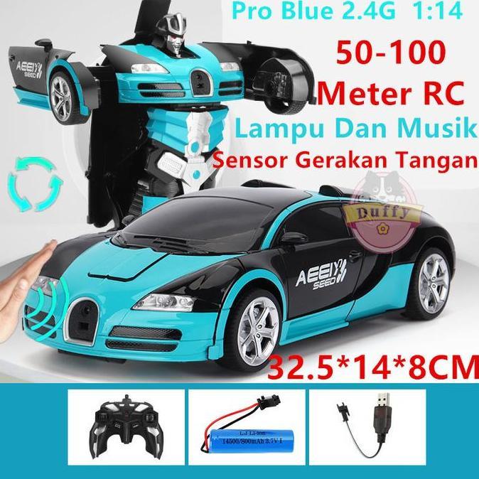 Lansungkirim- Duffy Toys(Cod) 2.4G 1:14 Mainan Mobil Remote Control Besar / Rc Car Transformer Mobil