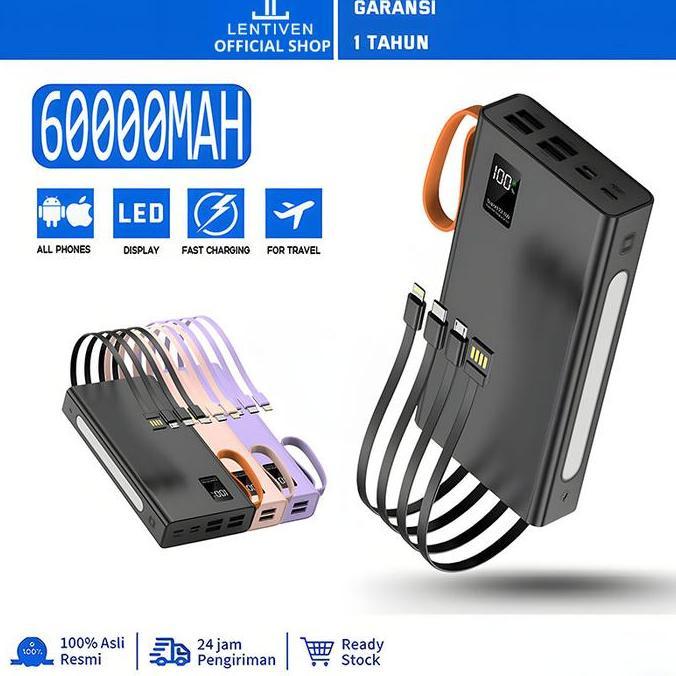 Lansungkirim- Lentiven Powerbank 60000Mah 4 Usb Fast Charging W66