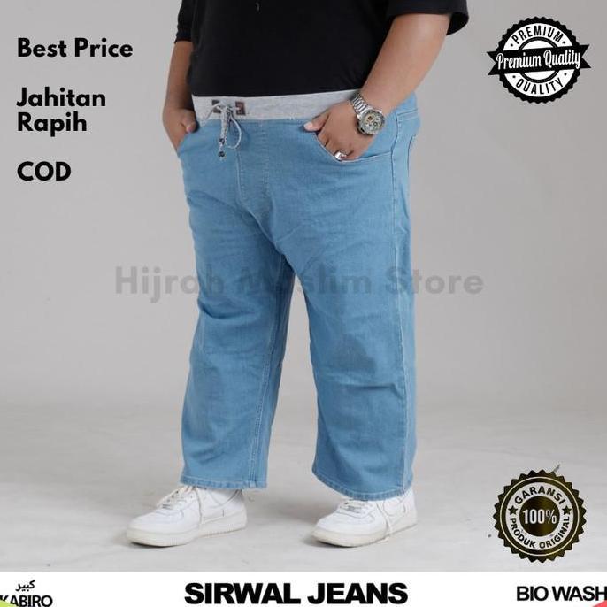 Celana Sirwal Jeans Denim Size Besar JUMBO 3XL - 6XL Bigsize Pria Dewasa Cingkrang