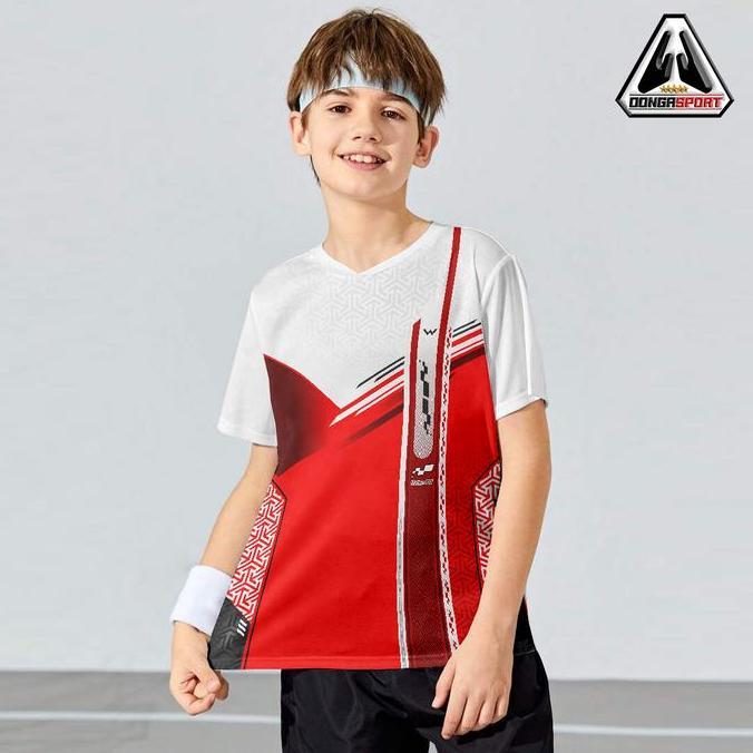 Lansungkirim- Bal-02 Baju Badminton Anak Kaos Badminton Jersey Bulutangkis Print