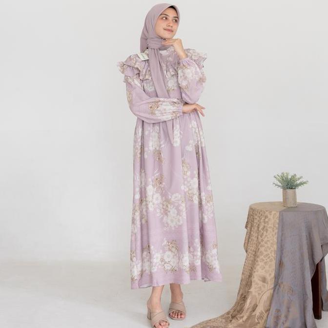 Dress Wanita Hijab Korean / Maxi Korea Bunga / Gamis Panjang Flower P.168