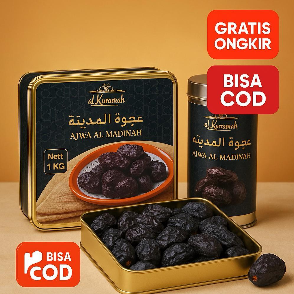 Kurma Ajwa Kaleng 1 Kg Original AlKarramah | Kurma ajwa | Kurma Nabi | Kurma Madinah