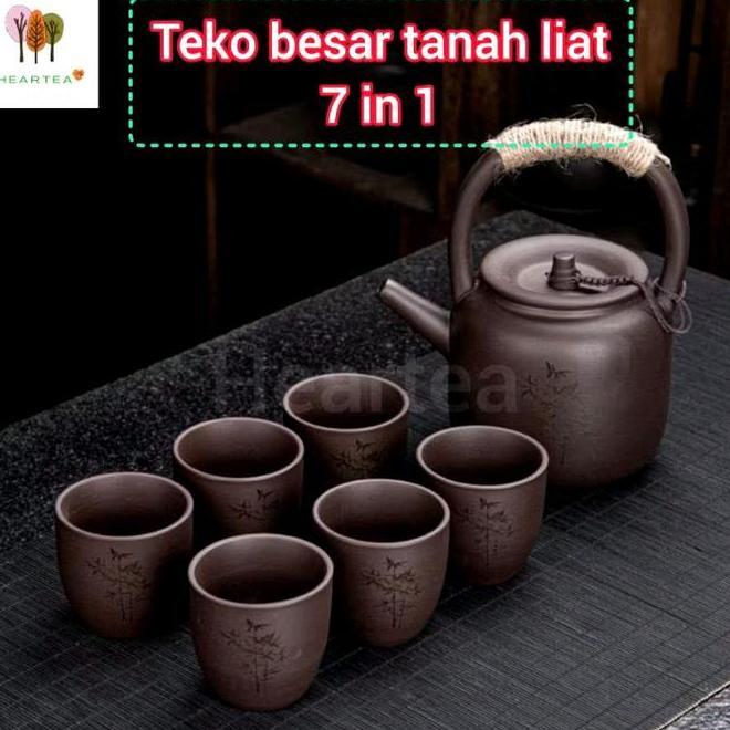 Japanese Style Clay Tea Pot Set Teko Set Tanah Liat Klasik