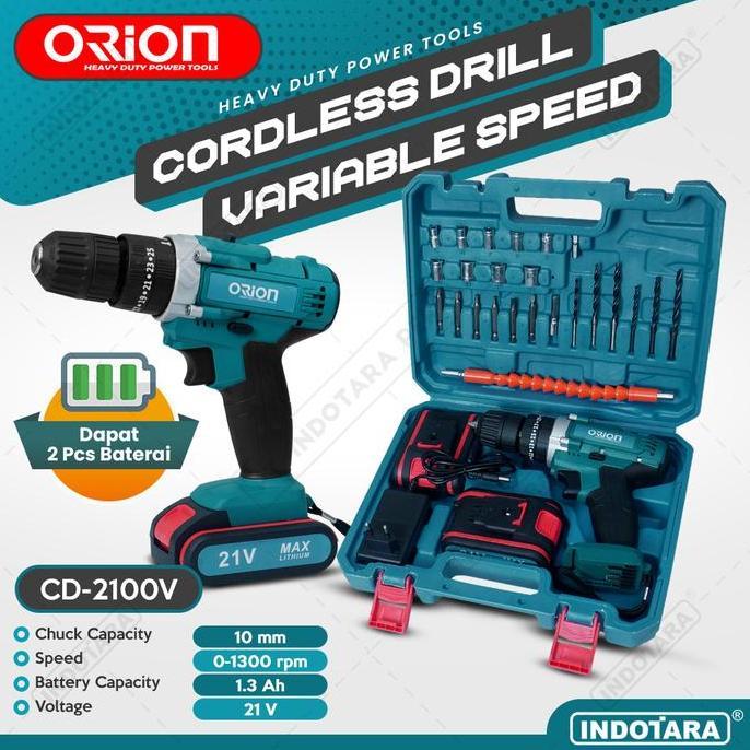 Powerx- Mesin Bor Baterai Cordless Drill Bor Tangan Baterai 21V Orion Cd-2100V