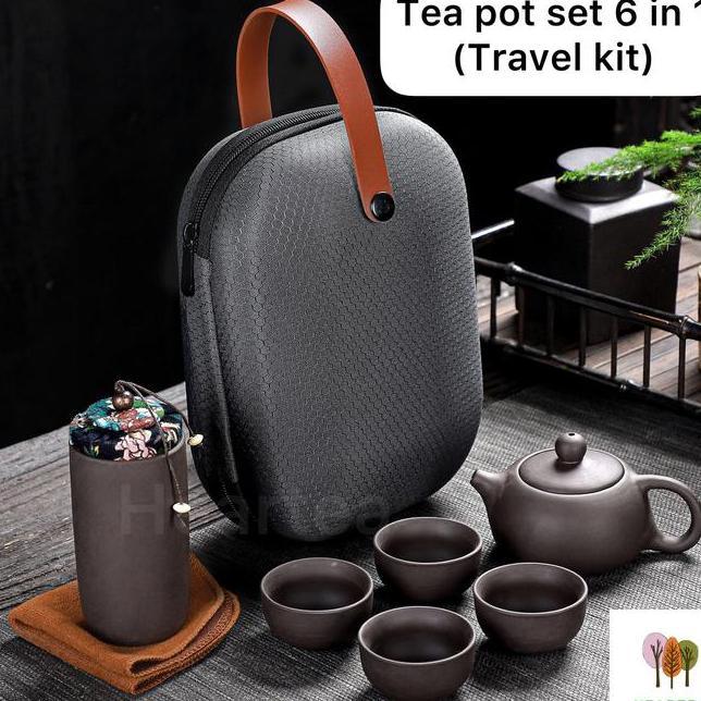 Chinese Tea Pot Set Travel Pouch Set Teko Keramik 6 In1