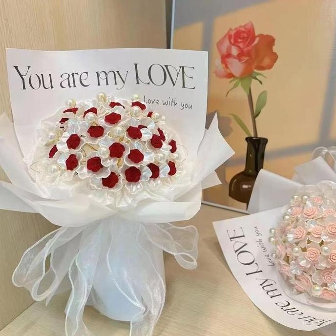 [Paket Bahan] DIY Buket Mawar Yang Tidak Pernah Layu Buatan Tangan Buket Imitasi Buatan Sendiri  Ber