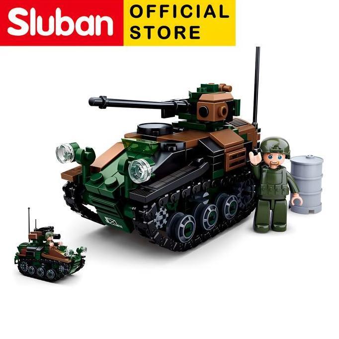 Mainan Brick Sluban Tank Wiesel Armoured Weapons Carrier B0750