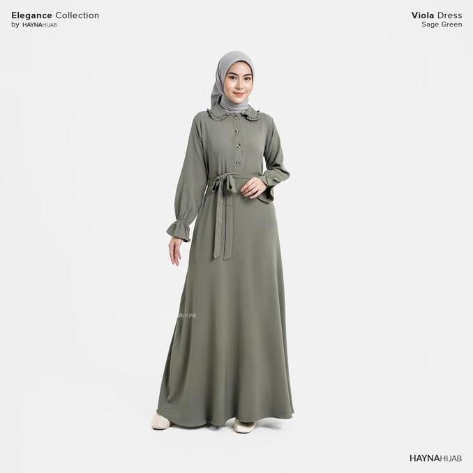 HAYNA Viola Dress (Sage Green) - Daily Dress Busui Friendly Korean Style Gamis Wanita Muslim