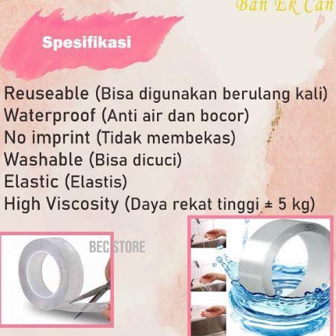 Bisaaja- [2Mmx5Meter] Double Tape Nano Tape Ivy Grip Tape Isolasi Selotip