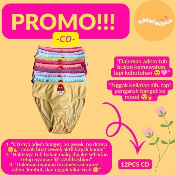 Paket Bundle 12 Pcs CD Winalin Gelap Celana Dalam Wanita Bahan Katun Size M-XXXXL