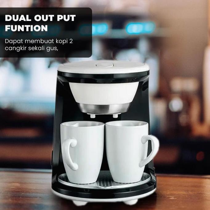 Murah Dorahomi Coffee Maker Mesin Pembuat Kopi Otomatis Low Watt 2 Cangkir