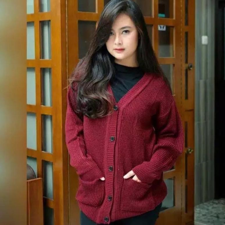 MURAH Cardigan Rajut Marissa Kancing 5 / Kardigan Marissa Salur Outer Crop Wanita Premium Tebal / Ca