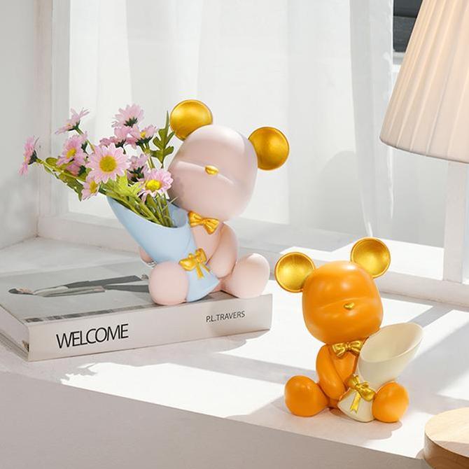 // PATUNG BERUANG LUCU UNIK / FLOWER BOUQUET BEAR EB HOME 572/1-7 ''
