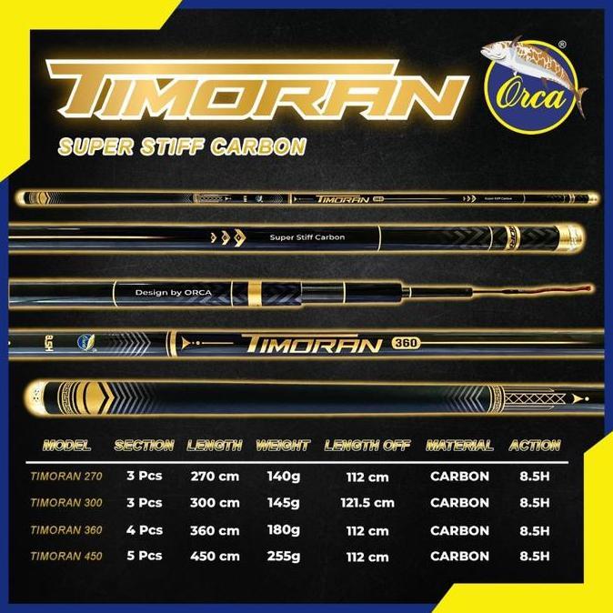 Joran Pancing  Tegek 8.5H Orca Timoran Bahan Carbon 270-450
