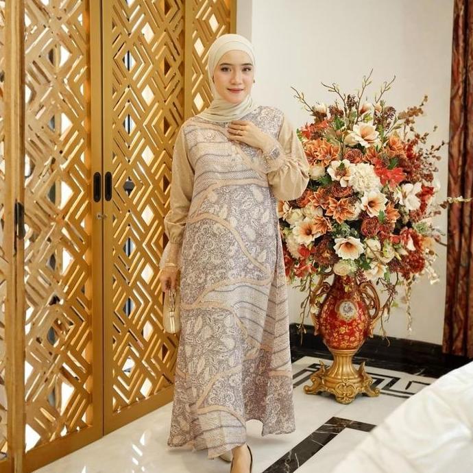 KINNAS BATIK ARISHA Dress Batik Modern Wanita Viscose Couple Kondangan