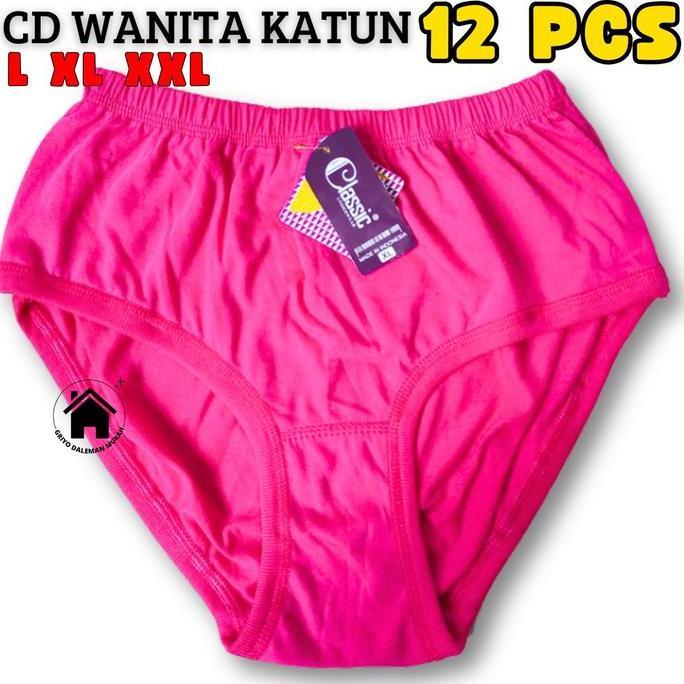 12 pcs CD WANITA POLOS CELANA DALAM WANITA CLASSIC KATUN