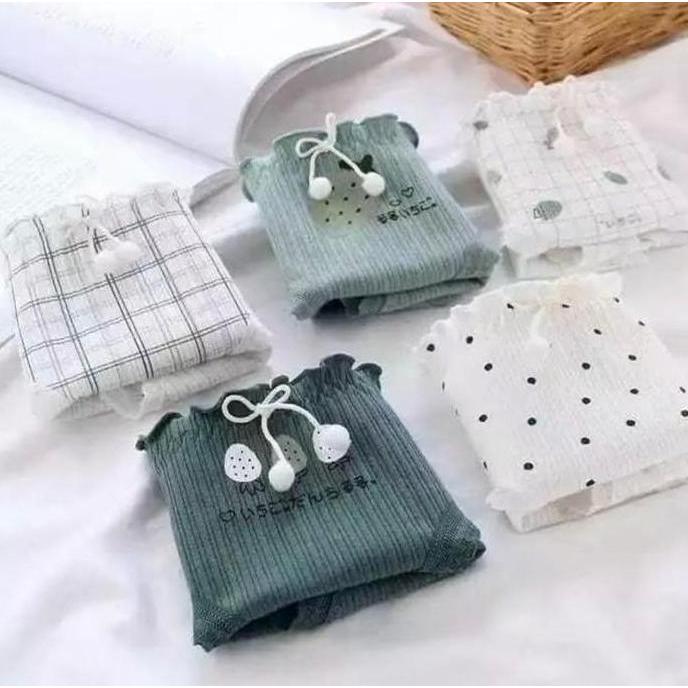 HAODE CD CS51 Celana Dalam Wanita Renda Cewek Katun Import Lembut Elastis Size M L XL XXL Promo 3-6 