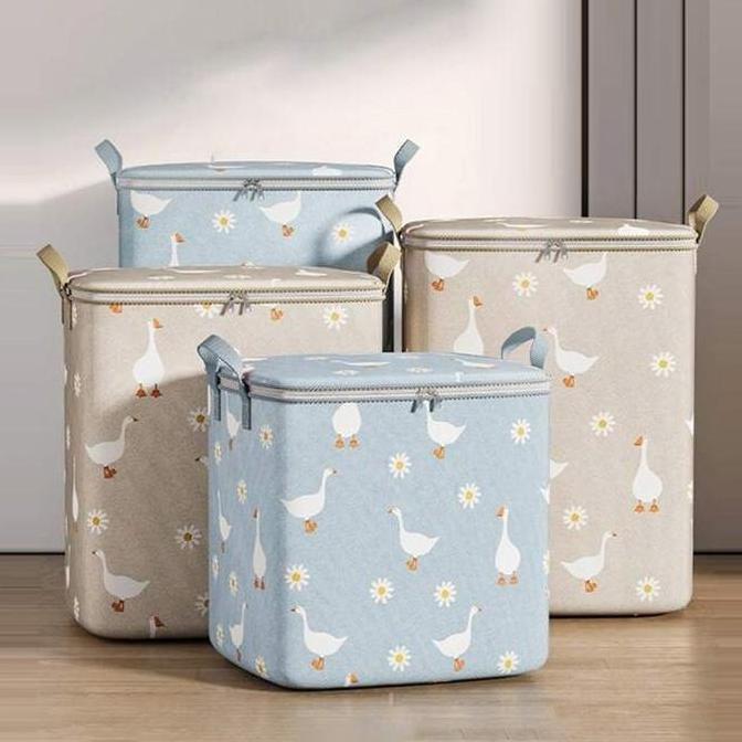 IBUMILLENIAL Storage Box Organizer Container Selimut Keranjang Pakaian Dengan Tutup Resleting Serbag