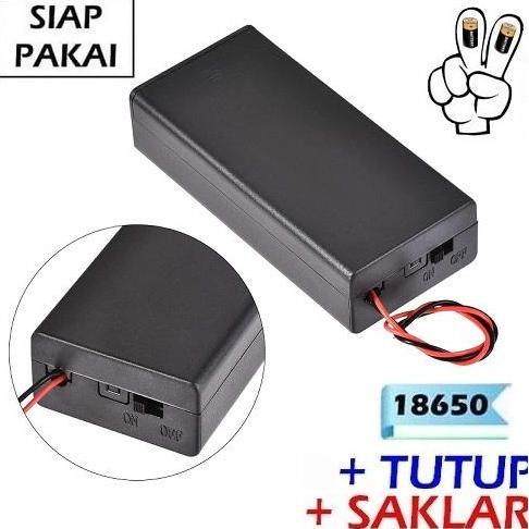 Battery Box Holder Tempat Batere 18650 + Tutup Saklar Switch On-Off