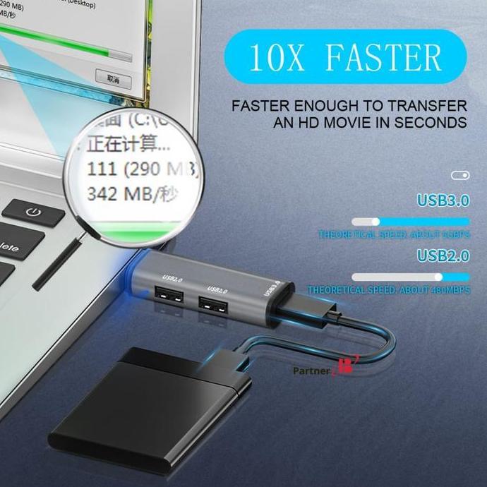DA43 >> Mini 3 Port USB 3.0 2.0 USB HUB Extension 3in1 HUB USB