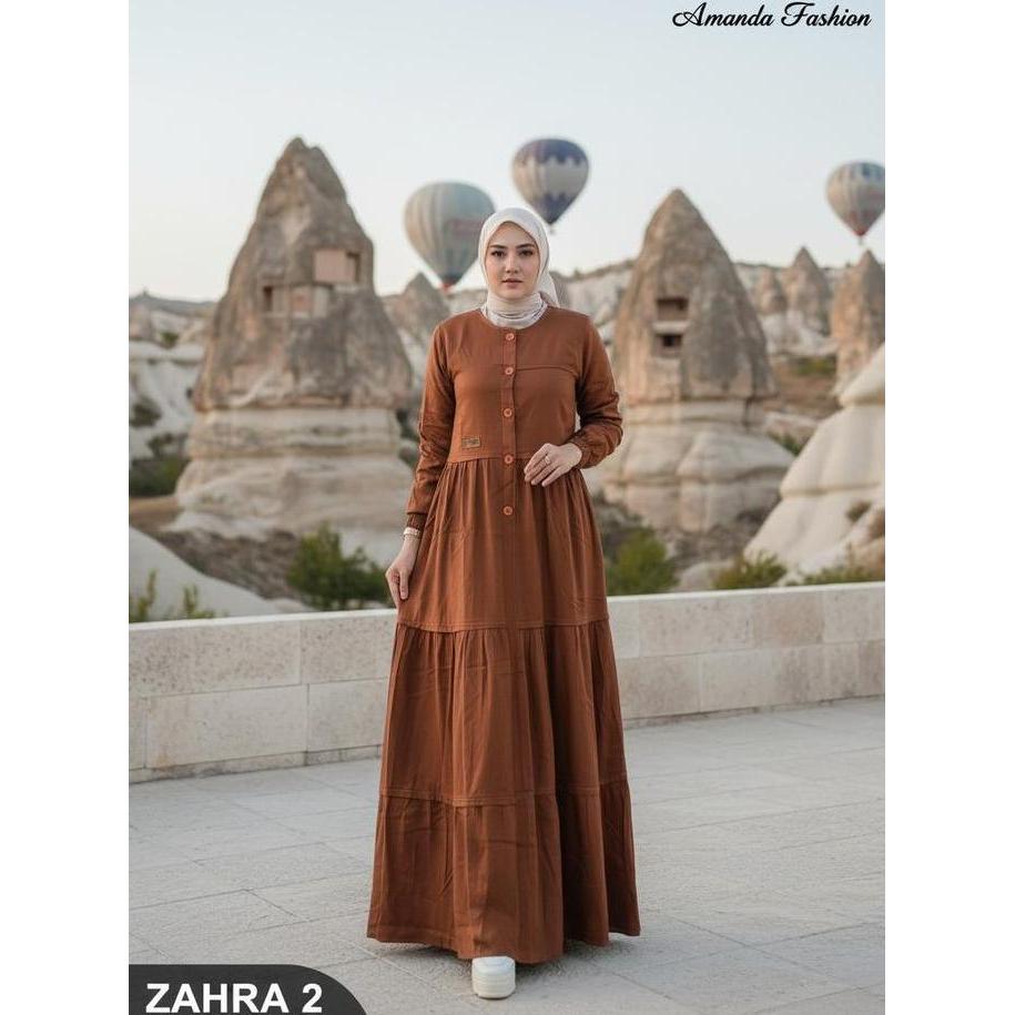 Gamis Amanda Zahra Canda Polos Rayon Twill Premium Busui (Free Pouch, Goodie Bag)