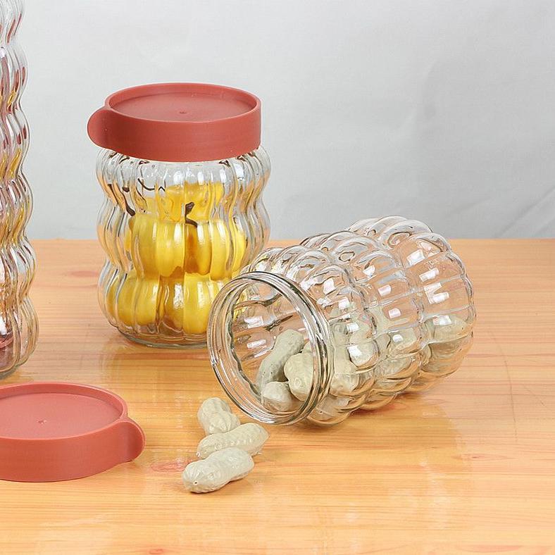 Toples kaca set isi 4 / toples JAVA kaca 4in1 / toples lebaran kaca / toples kue kering
