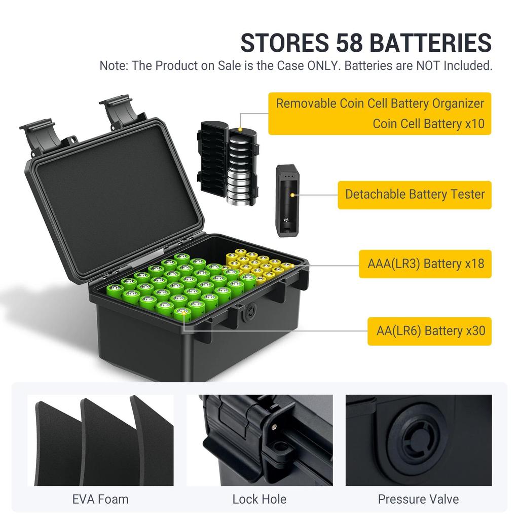 Multi Slots 18650/21700/AA/AAA/Coin Battery Case Storage Box Container Holder IP67 Waterproof And Du