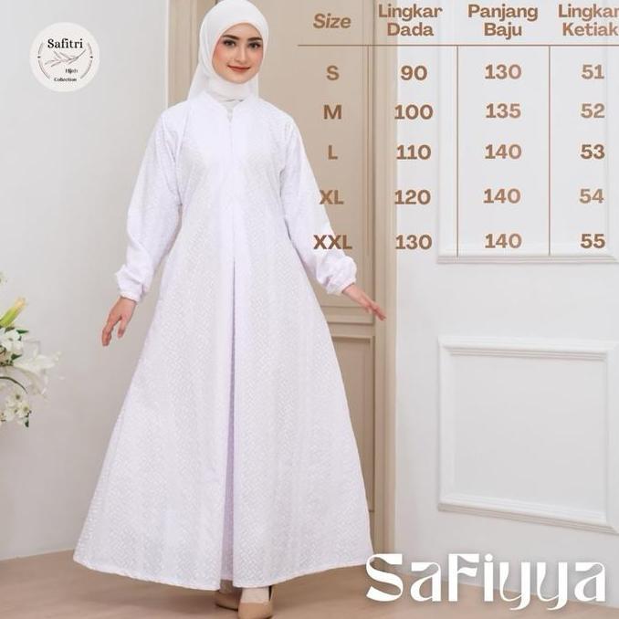 SAFIYYA DRESS Gamis Umroh Manasik Haji Ihram Lebaran Kondangan Daily Homey kombinasi bordir Bahan Te