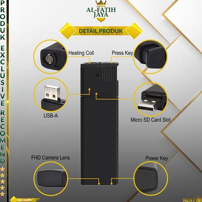 Alfatihjaya Spycam Lighter K6 Wifi Kamera Spy Lighter V18 K6 Full Hd 1080P Hidden Camera Mata Mata T