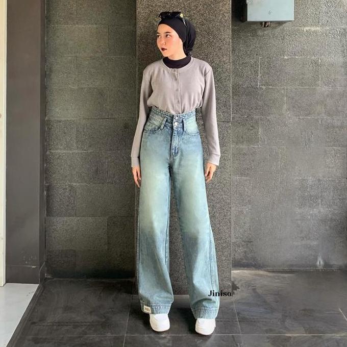 OVERTIME - JINISO Ultra Baggy Celana Jeans Wanita Highwaist