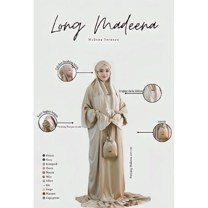 Mukena Terusan Long Madeena Silky Premium Orinal Raisa