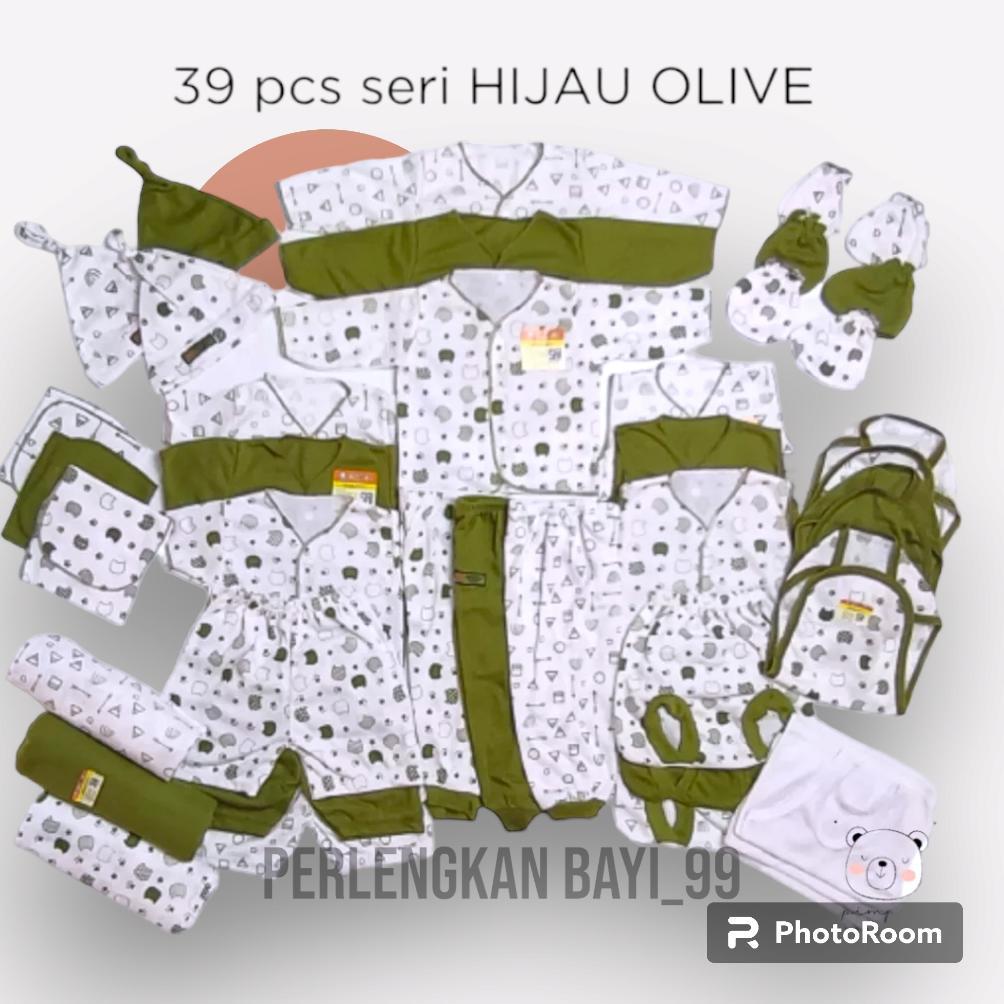 [MURCE] 39 Pcs Paket Lahiran Lengkap Baju Bayi Baru Lahir Seri Olive Newborn Perlengkapan Bayi Baru 