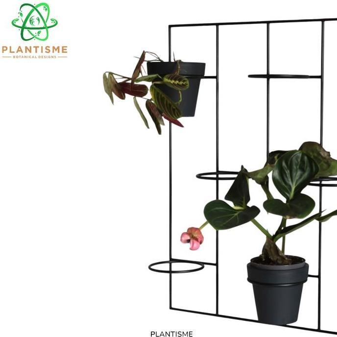 Rak Tanaman - Kwietki Wall Planter Rak Dinding Vertical Besi 8 Pot Desain Grid Taman Dinding Indoor 