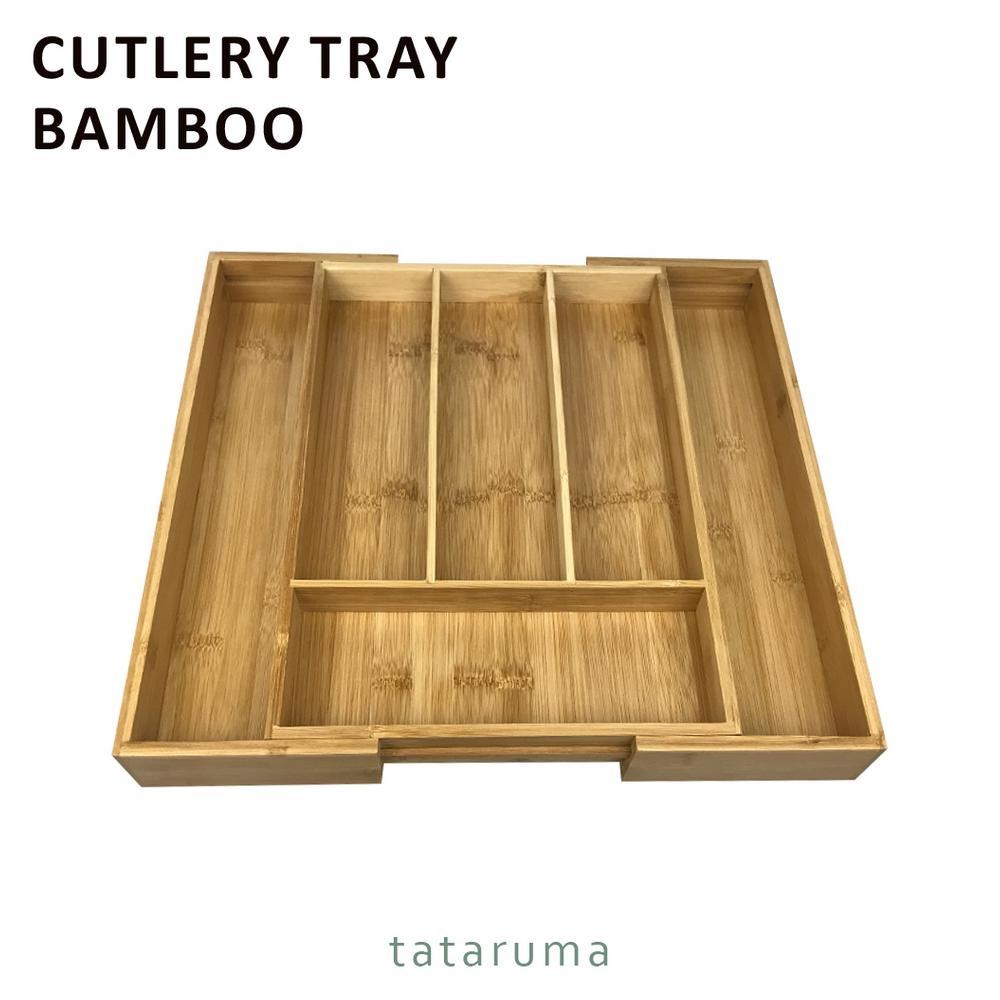 [ZR] TATARUMA Yuka Organizer Bambu Tempat Simpan Cutlery Tray Wadah Alat Makan Sendok Garpu Pisau Su