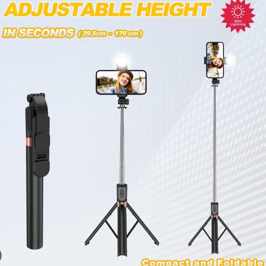 BIG SALE Wakjon Tongsis 4in1remote bluetooth + lampu LED / tongsis 4in1 lampu led / tripod tongsis l