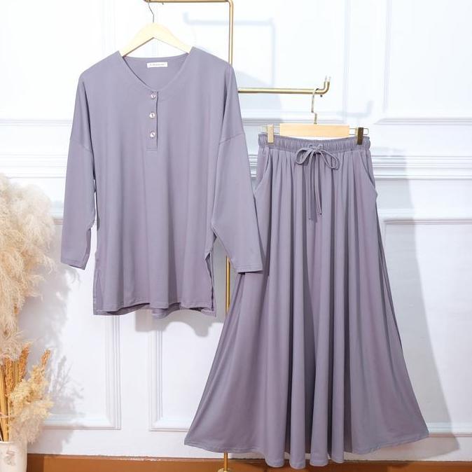 JV Hasanah Setelan Rayon Spandex Rok dan Kulot Jumbo - JV Hasanah Gamila Rayon Spandex Set Rok and C