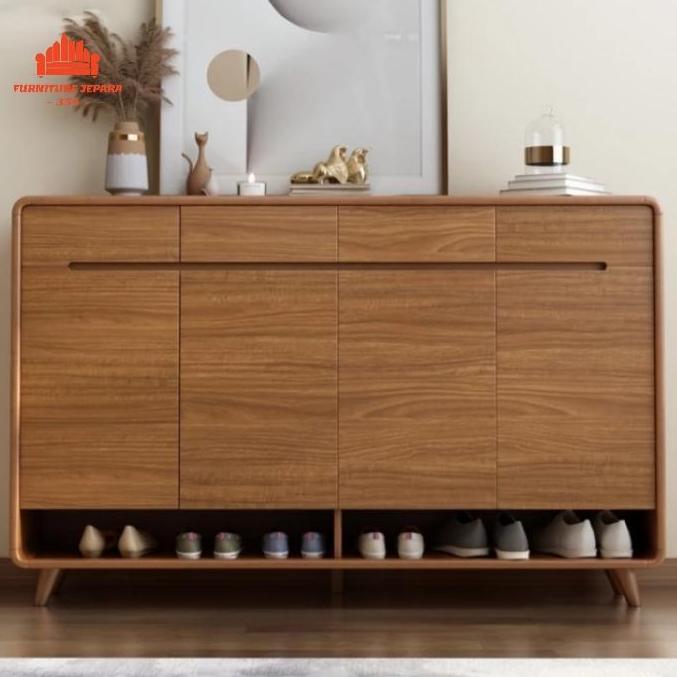 Almari Rak sepatu Retro Minimalis Mewah Kayu Jati