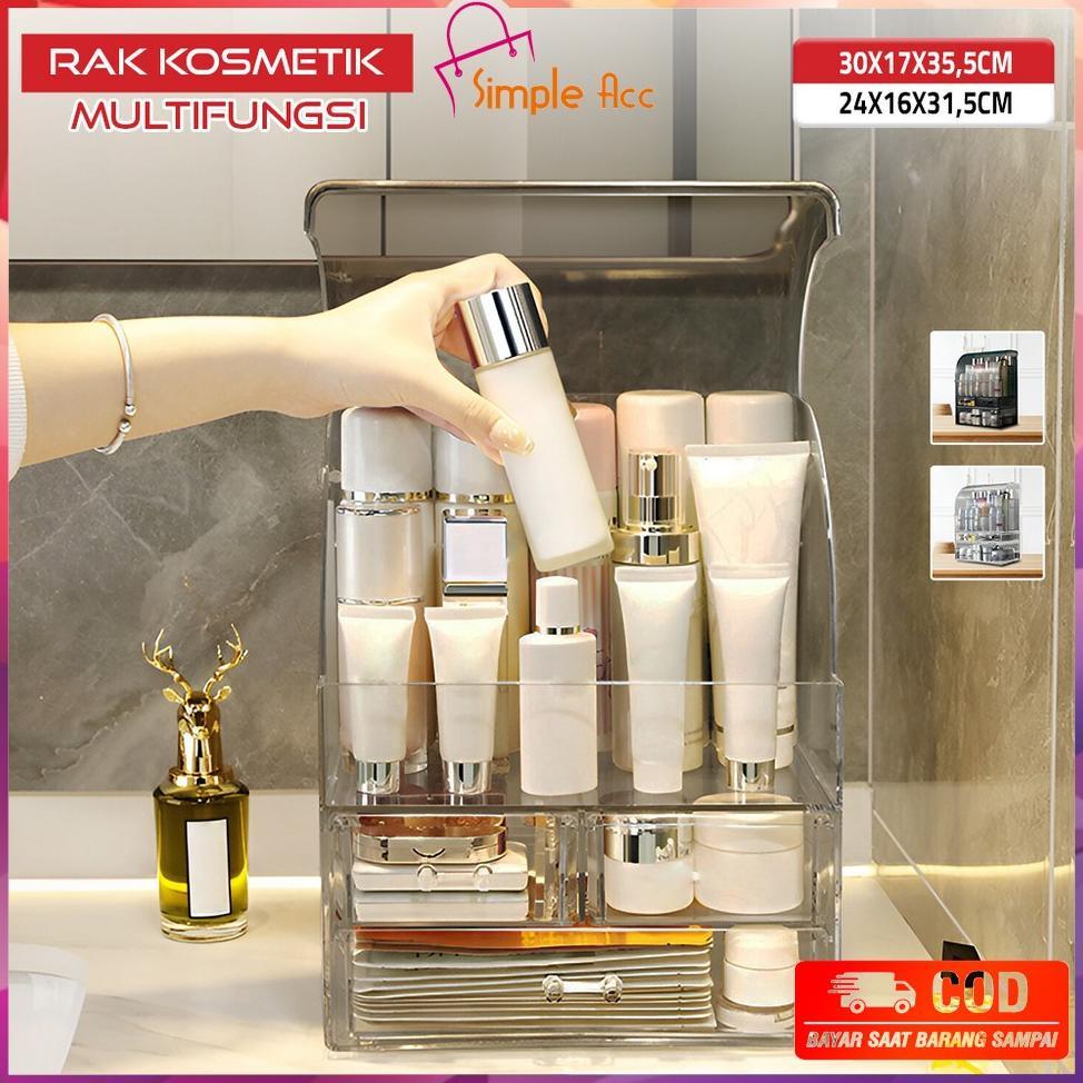 [ZR] DO-K132 Rak Kosmetik Dengan Laci Anti Debu Tempat Make Up Skincare Rak Akrilik Multifungsi / Te
