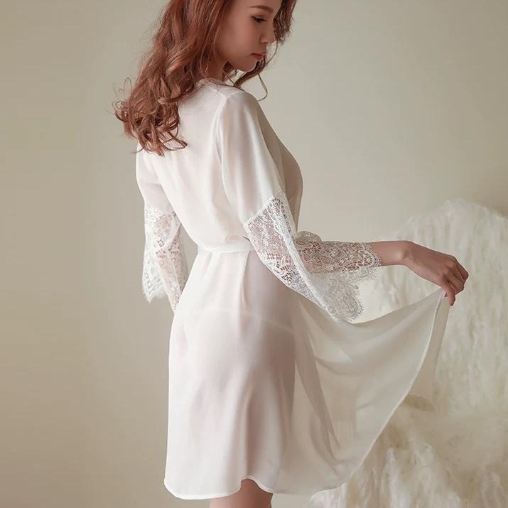 HOT PRODUCT BAJU TIDUR SEXY  KIMONO TIDUR LENGAN PANJANG RENDA TALI SEXY KEMEJA TIDUR WANITA NYAMAN 