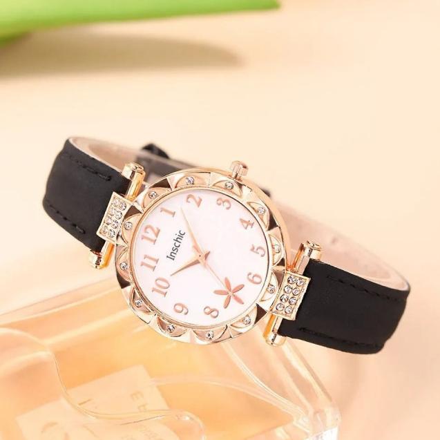 NEW 5PCSINS Jam Tangan Kuarsa Wanita Wanita Bunga Kuarsa Jam Tangan Arab Digital Dial Gelang Set Wan