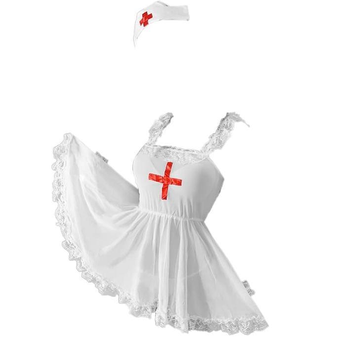 Promo L0733 Lingerie Sexy Baju Dinas Malam Wanita Seksi Costume Suster Perawat Nurse