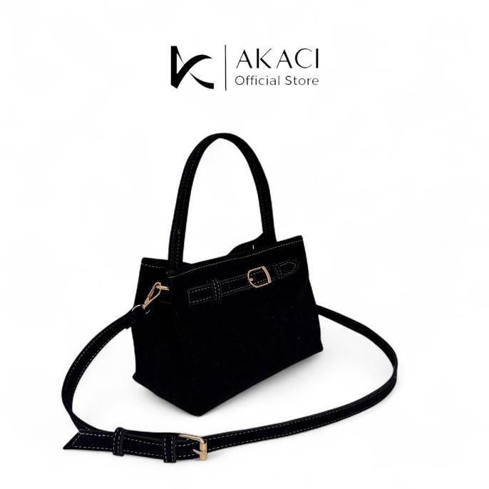 Updown- Hand Bag Wanita Hana Akaci 15-8490 Bahan Beludru 1 Ruang Sling Bag Mini Lucu Terbaru Polos M