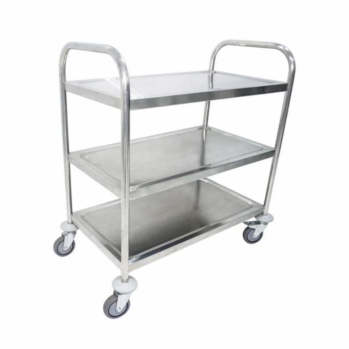 Trolley Stainless Steel Rak 3 Susun Troli Dorong Pengantar Makanan
