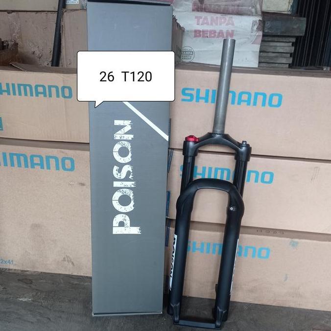 fork shockbreaker sepeda depan 26 mtb poison alloy travel 120 T120