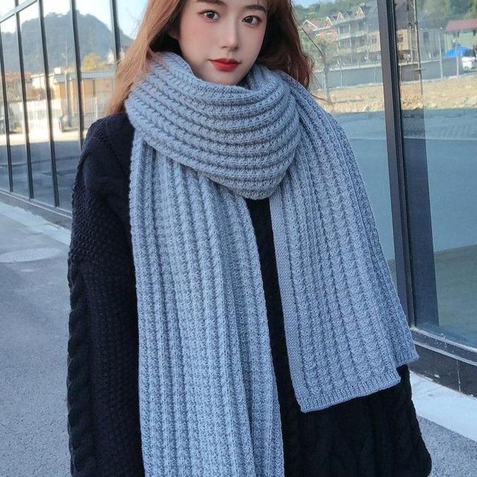 Scarf Syal Rajut Korea Long New Shawl Winter Musim Dingin Import Original