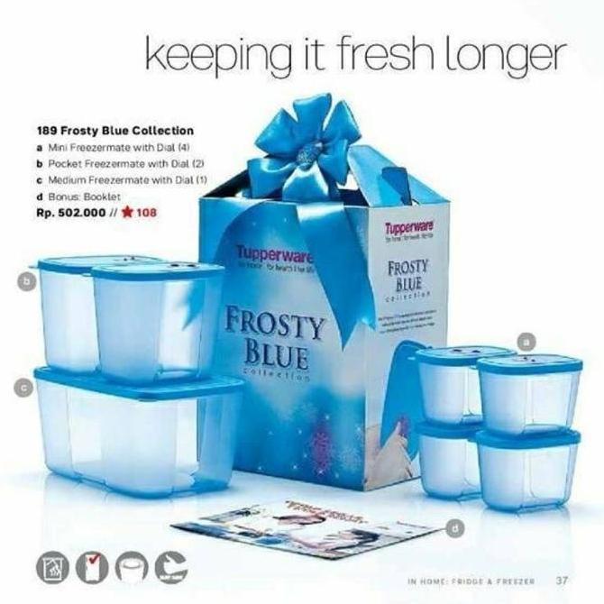 Tupperware frosty blue collection wadah kulkas set Original